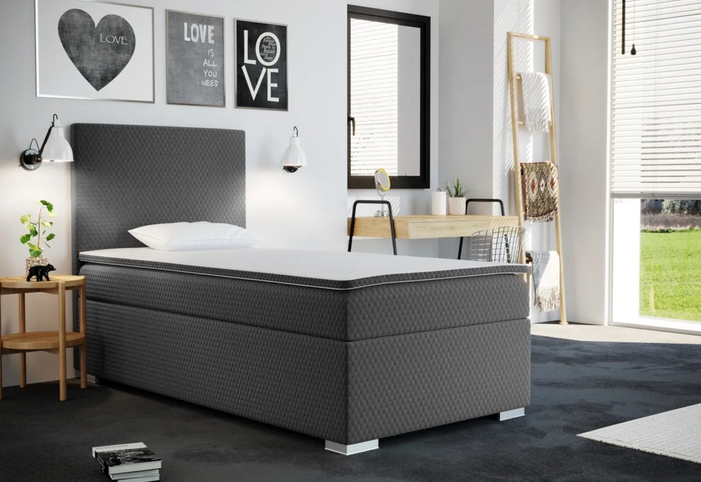 Supermobel Pat tapitat boxspring ICON + topper, 100x200, sawana pik honey 72, dreapta