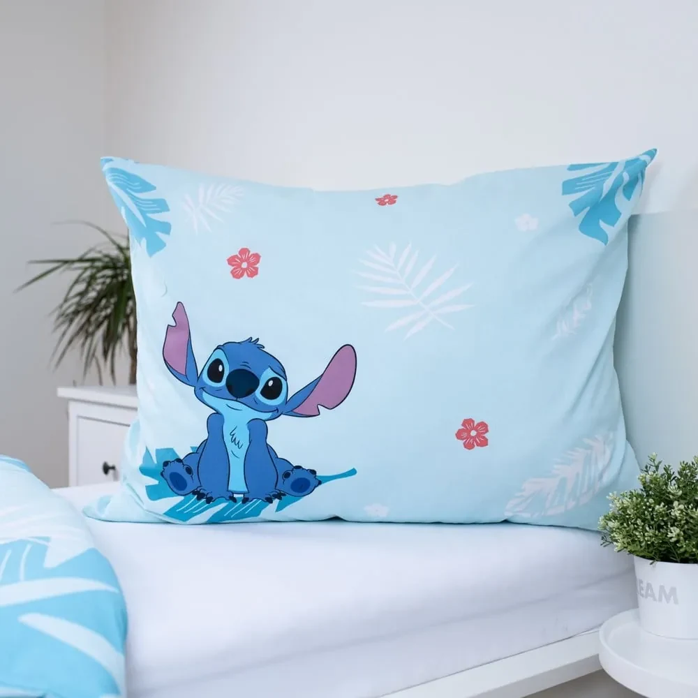 Lenjerie de pat pentru copii albastră din bumbac pentru pat de o persoană 140x200 cm Lilo and Stitch "Blue" – Jerry Fabrics