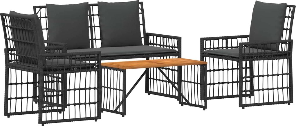 vidaXL Set de Mobilier pentru Exterior 4 pcs Negru și Gri închis