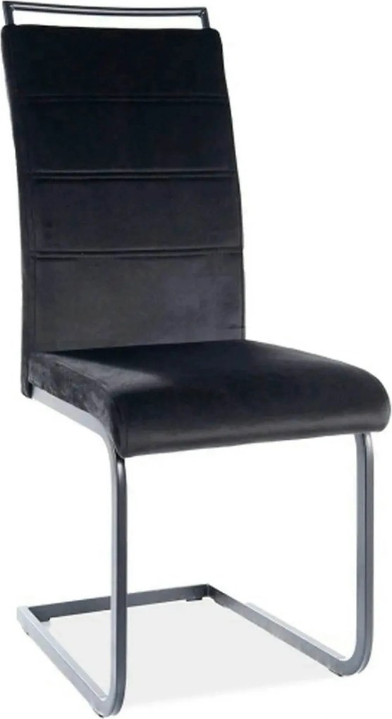 Scaun H441, negru, stofa catifelata/metal, 41x42x102 cm