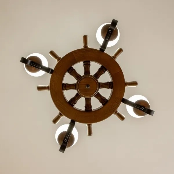 Brilagi - Candelabru pe lanț TIMONA 4xE14/40W/230V diam. 50 cm fag/nuc