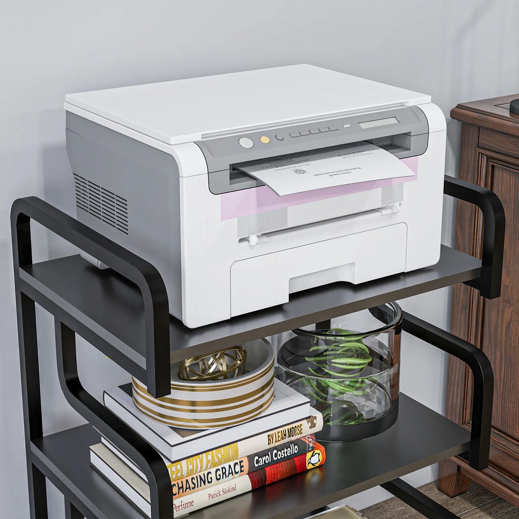 HOMCOM Etagere de depozitare cu 3 niveluri etajeră metalică design industrial structură din oțel 55 x 40 x 77 cm Negru | Aosom Romania