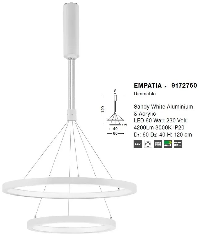 Lustra LED design modern circular EMPATIA II alb NVL-9172760