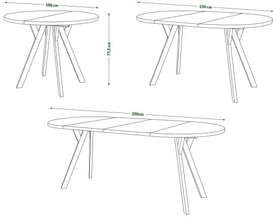 Masă de dining extensibilă ARTUR stejar artisan/negru