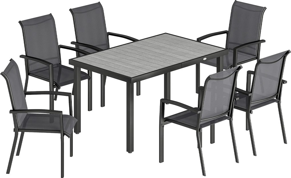 Outsunny Set Mese de Exterior cu Scaune Stivuibile, Gri | Aosom Romania