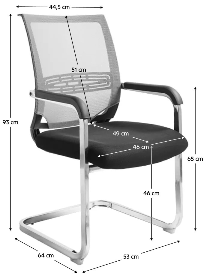 Scaun de conferinte, negru gri, FAJE