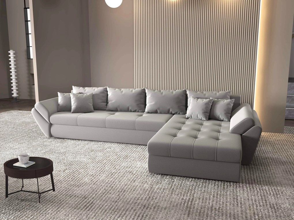 Colțar extensibil dumonde cu ladă de depozitare si sezut confortabil din spuma high-density, Loana XL Royal Antracit II 335x185 cm