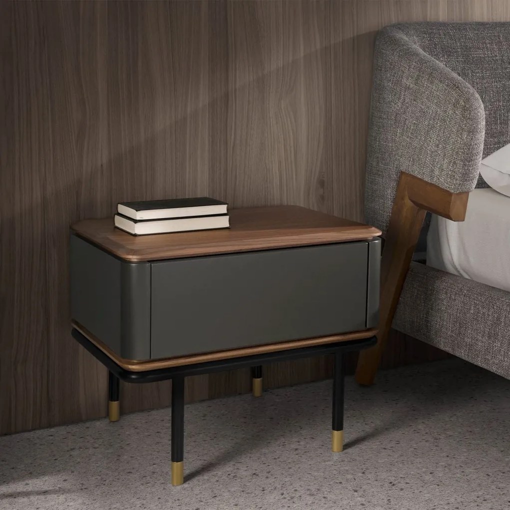 Noptiera deosebita design LUX Dark Grey-Walnut