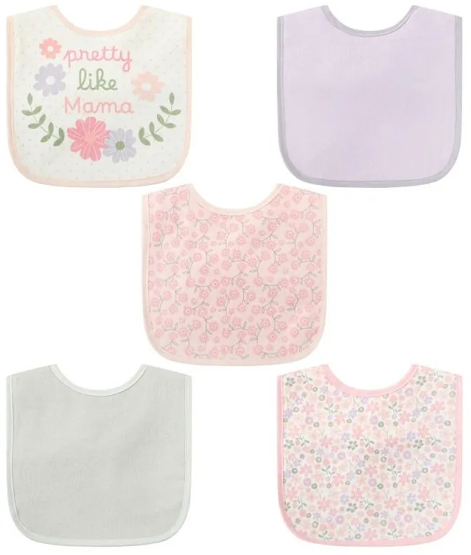Set bavete pentru bebelusi 5 piese model floricele Infancie