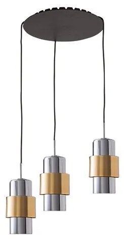 Lustra cu 3 pendule design modern Vaia crom, auriu