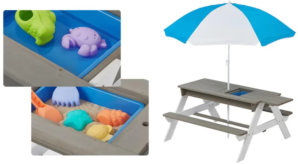 Masa picnic pentru copii 3 in 1 cu umbrela de soare