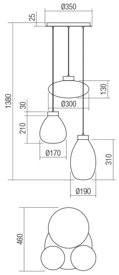 Lustră pe cablu Redo 01-3197 LUKE 3xE27/42W/230V negru