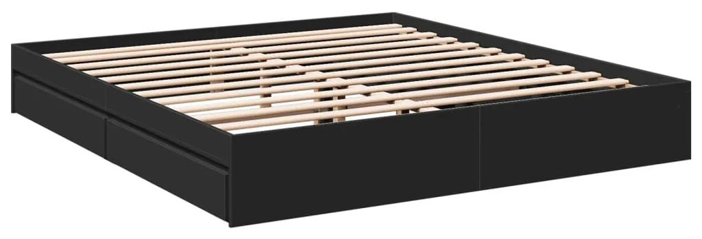 3280637 vidaXL Cadru de pat cu sertare, negru, 180x200 cm, lemn prelucrat