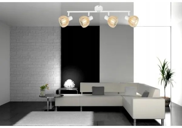 Spot ATARRI 4xE14/25W/230V alb/lemn