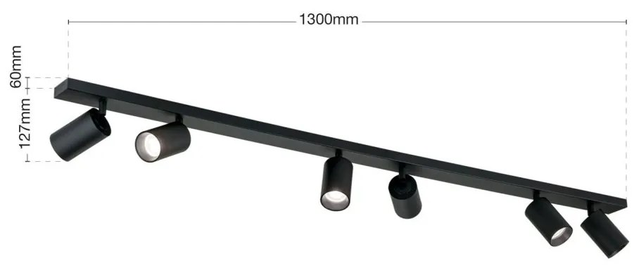 Plafoniera cu 6 Spoturi stil minimalist modern SEAN neagra