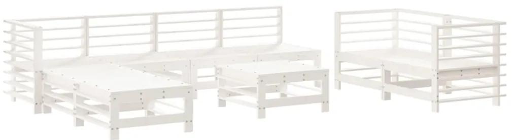 3186299 vidaXL Set mobilier de grădină, 9 piese, alb, lemn masiv pin