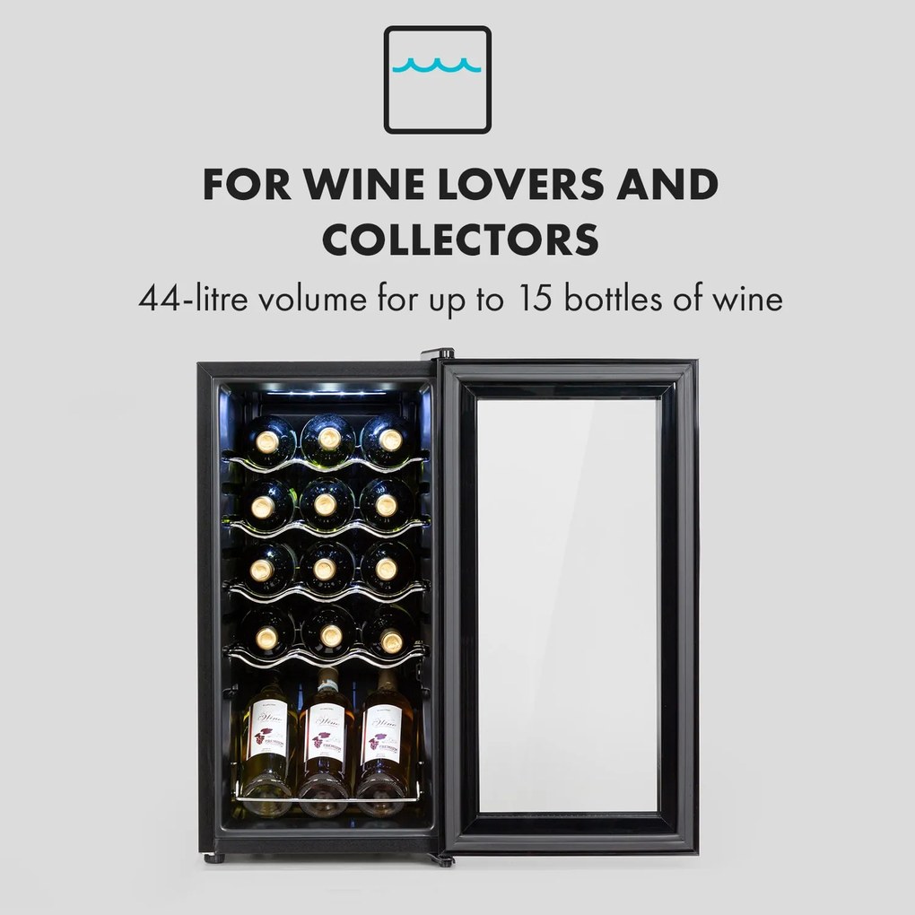 Shiraz 15 Slim Uno, frigider pentru vin, 44 l, tactil, 135 W, 5 - 18 °C, negru