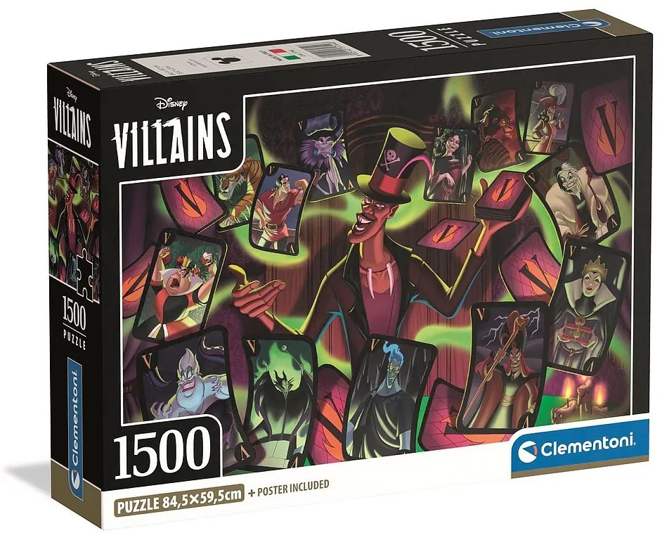 Disney Villains Cards Puzzle Compact 1500 buc Clementoni