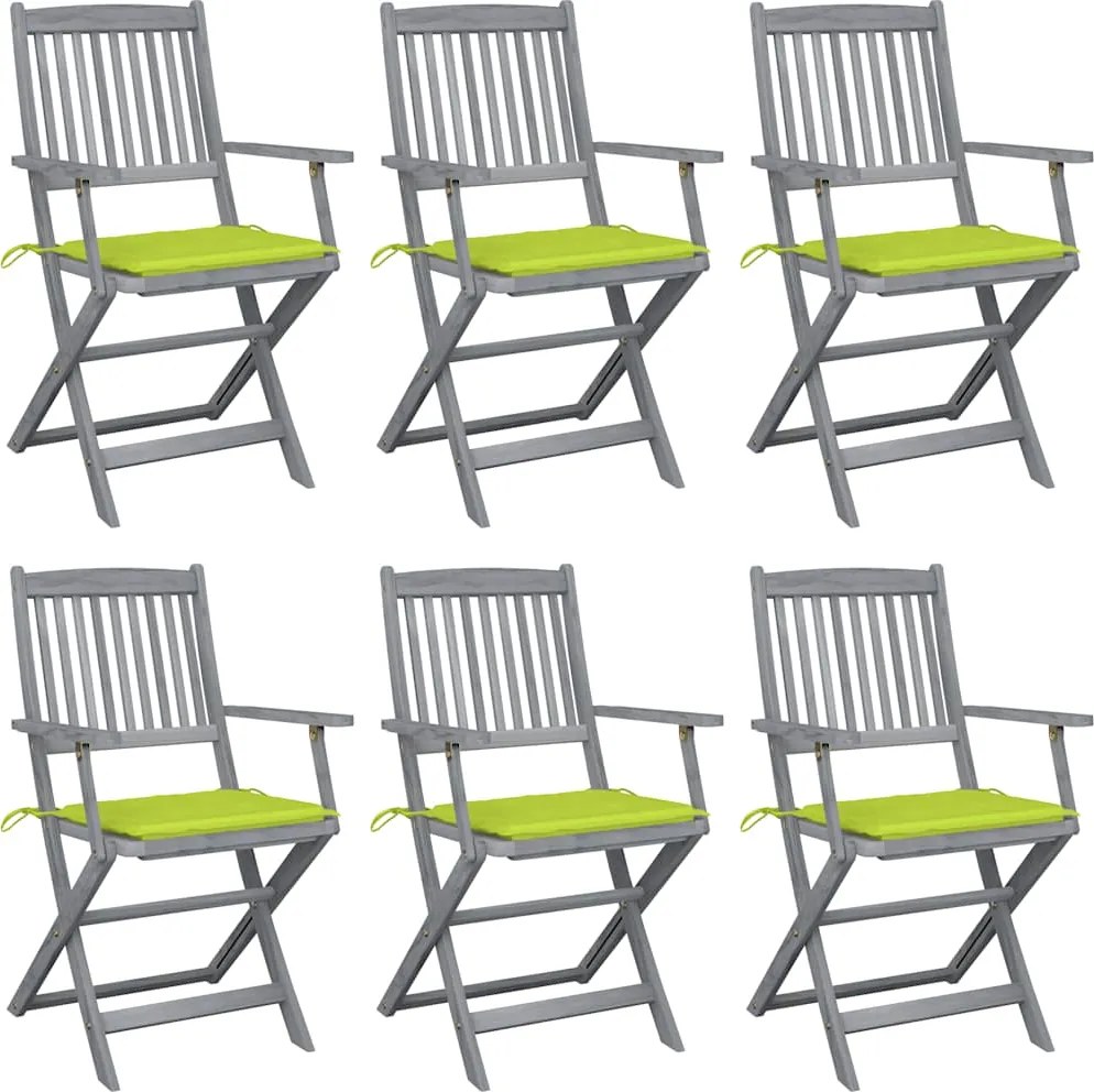 vidaXL Scaune pliante de exterior cu perne 6 buc. lemn masiv de acacia
