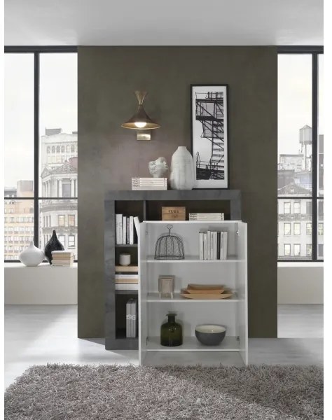 Comodă LENOR alb/antracit