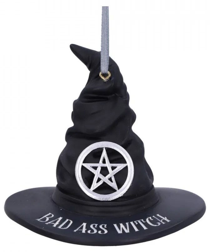 Decoratiune cu agatatoare palarie vrajitoare Bad Ass Witch 9 cm