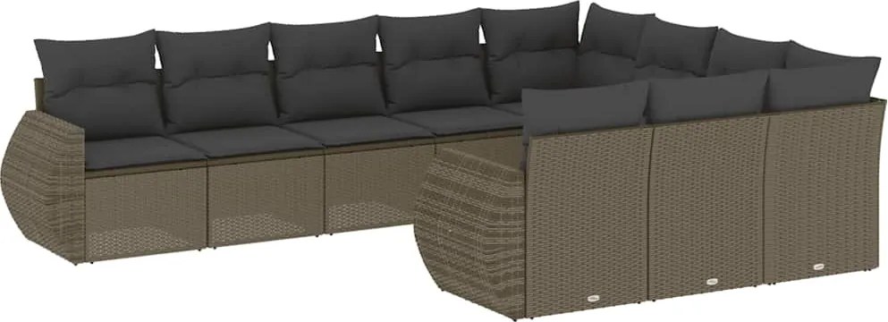 vidaXL Set canapele de grădină cu perne 10 piese gri deschis poliratan