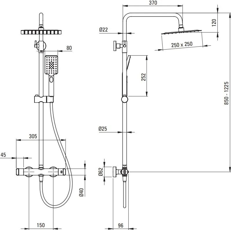 Coloana de dus cu baterie termostatică NAC_Z4HT