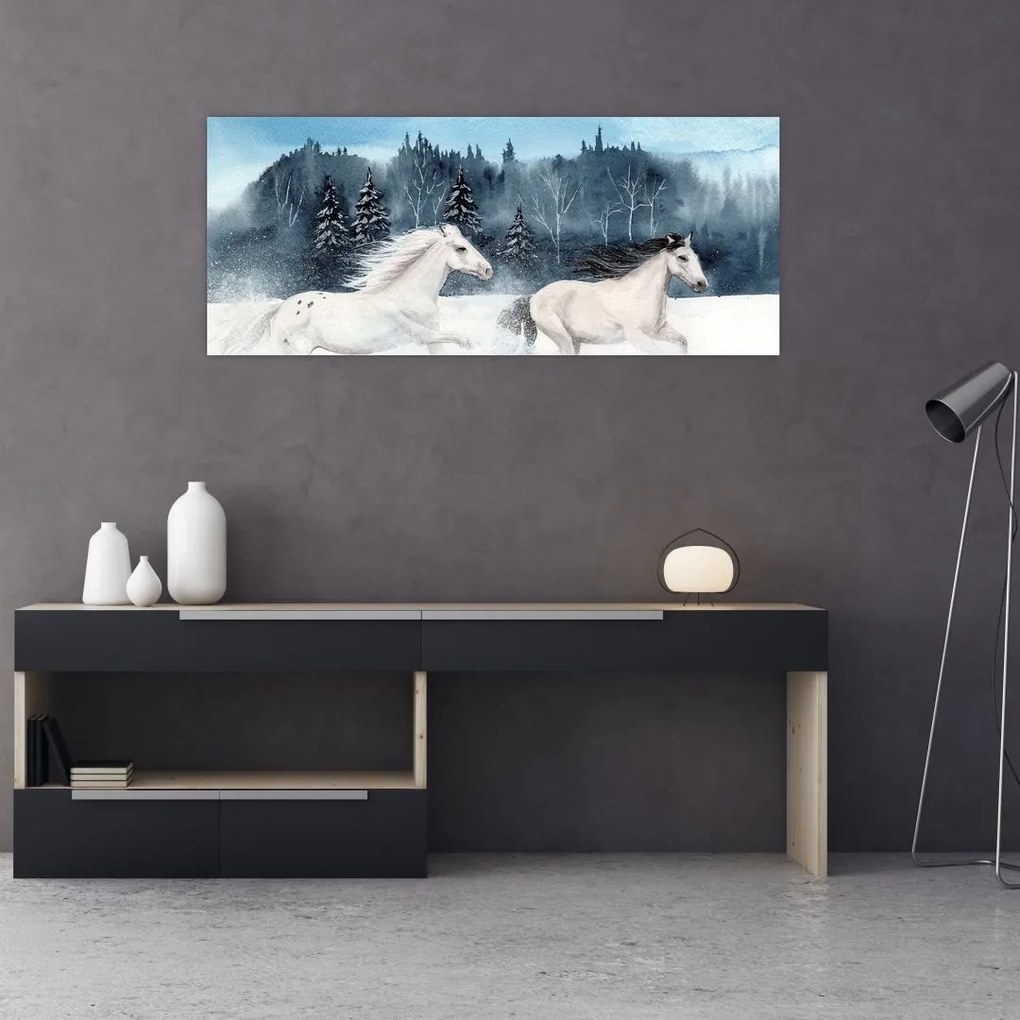 Tablou cu caii pictați (120x50 cm)