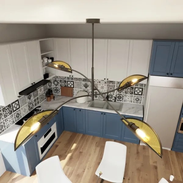 Lustră pe tijă LOTUS 4xE14/10W/230V negru/auriu