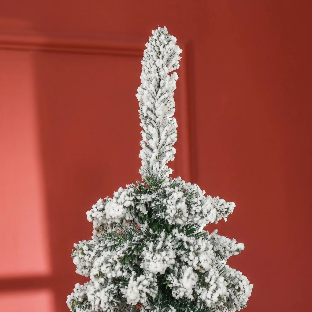 HOMCOM Brad de Crăciun Înzăpezit cu Trei Secțiuni, 490 de Crengi din Metal și Plastic, 54x54x210 cm, Verde | Aosom Romania