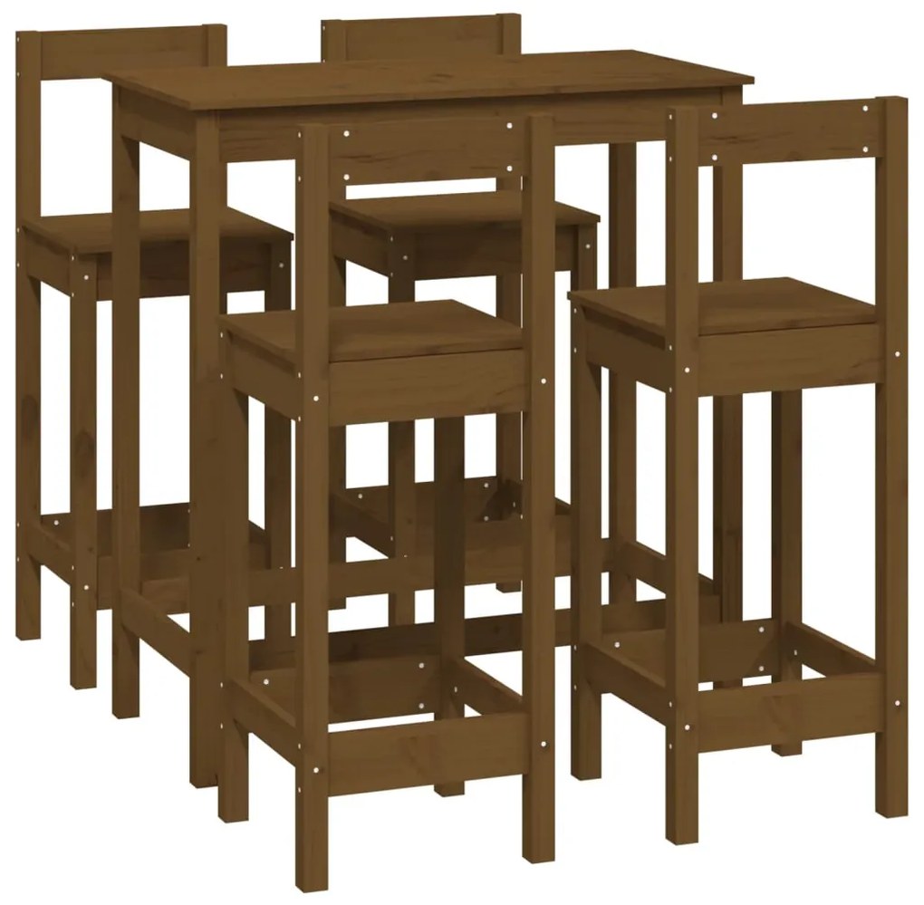 3124705 vidaXL Set mobilier de bar, 5 piese, maro miere, lemn masiv de pin