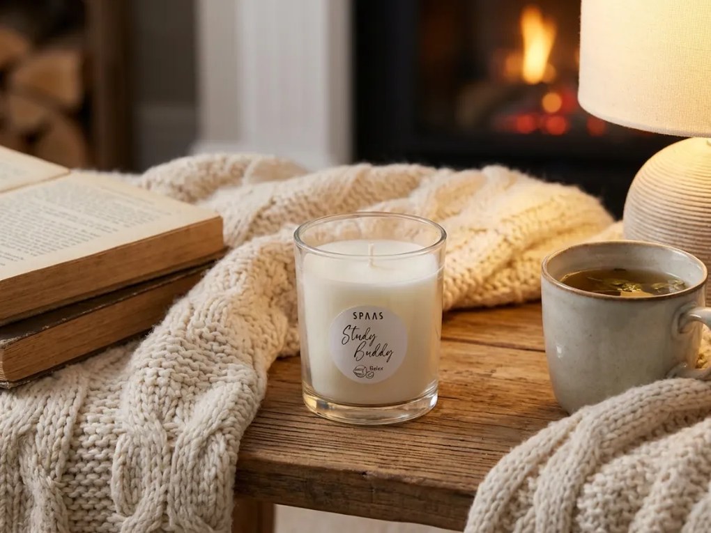 Lumanare parfumata in pahar STUDY BUDDY 9,5 cm cremova