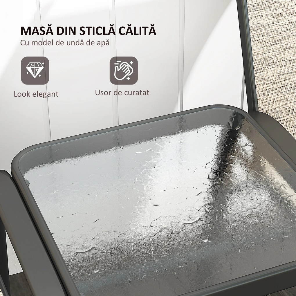 Outsunny Canapea de Grădină cu 2 Locuri și Masă Centrală din Sticlă, Maro și Negru | Aosom Romania