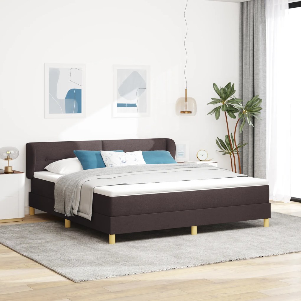 vidaXL Pat box spring cu saltea, maro închis, 180x200 cm, textil