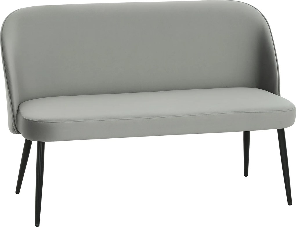 HOMCOM Canapea 2 locuri, canapea modernă tapițată cu cadru din metal și lemn, tapițerie cu aspect de catifea, Gri | Aosom Romania