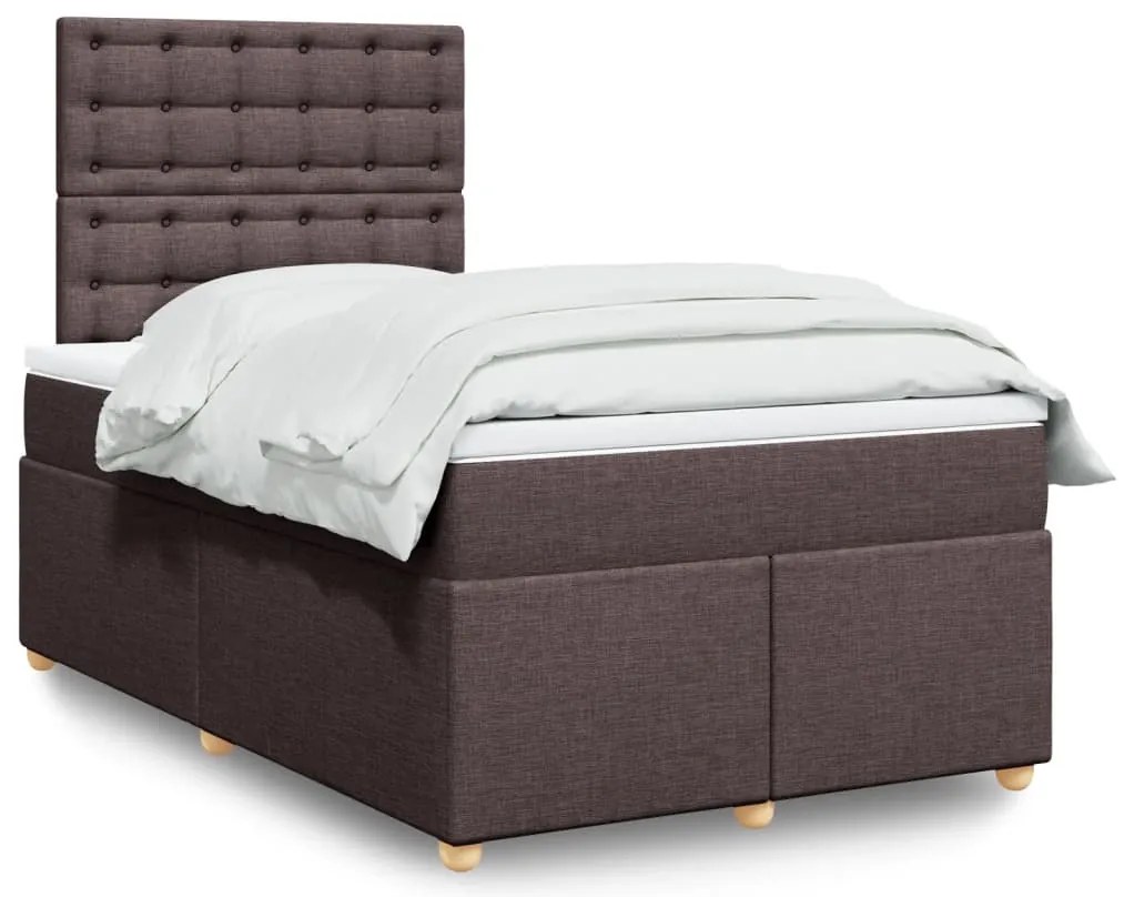 vidaXL Pat box spring cu saltea, maro închis, 120x200 cm, textil