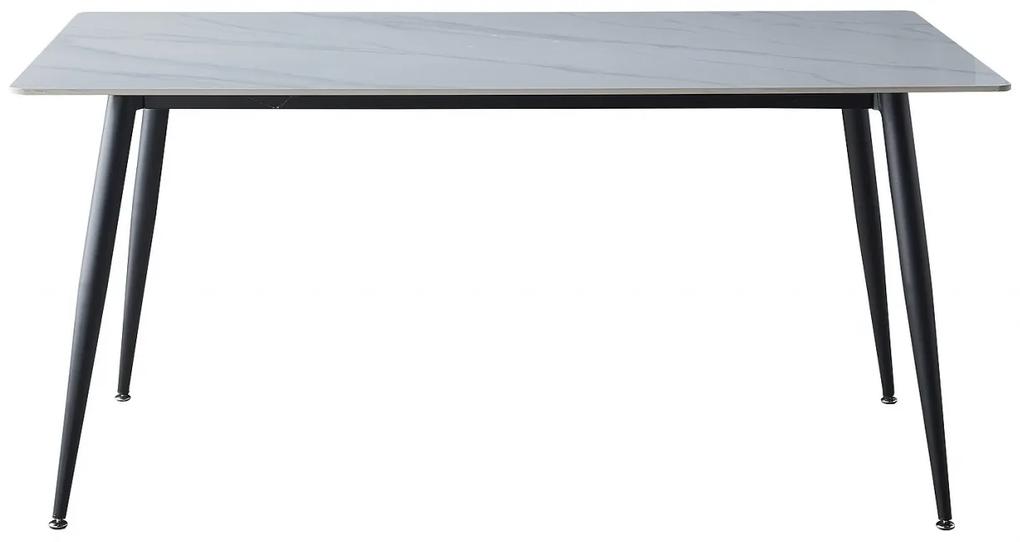 Masa Rion marmura alba/negru mat – L160xl90xh76 cm