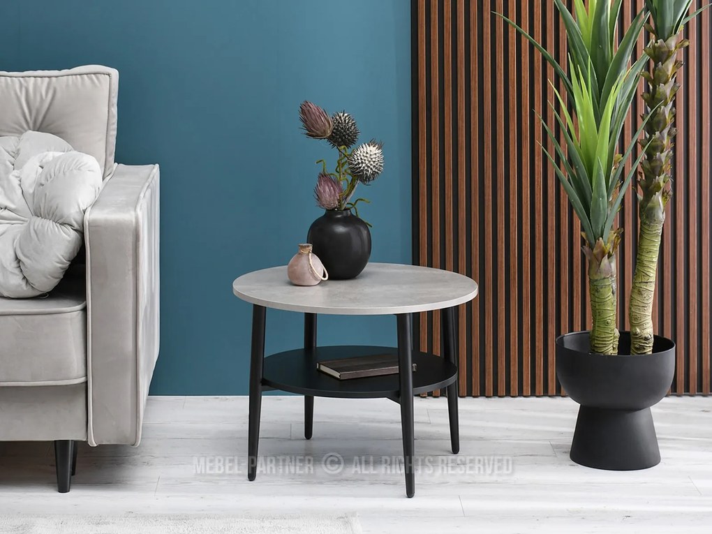 Măsuță de cafea Randolf S (beton + negru). Promo -16%. 1111687
