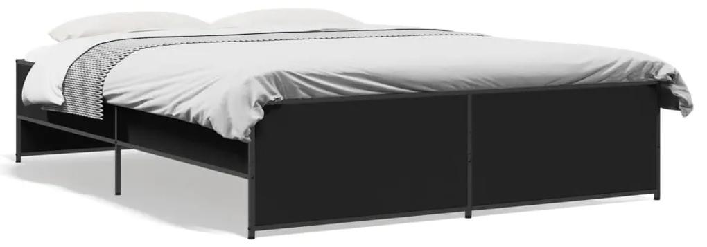 3279877 vidaXL Cadru de pat, negru, 160x200 cm, lemn prelucrat și metal