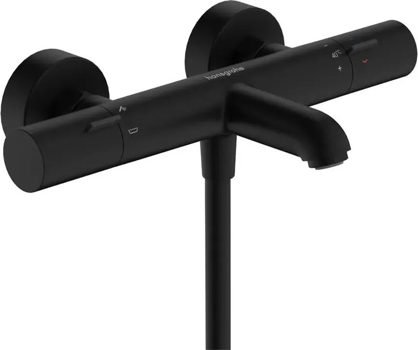 Baterie cada-dus termostatata Hansgrohe Ecostat Fine negru mat