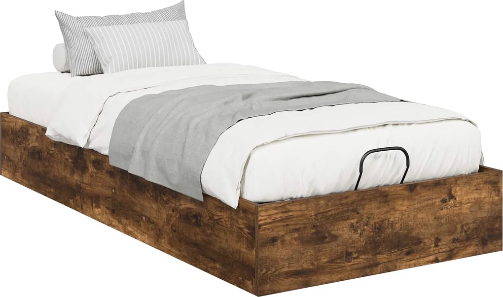 vidaXL Cadru de pat otoman Stejar Afumat 75,5 x 190 cm Lemn prelucrat
