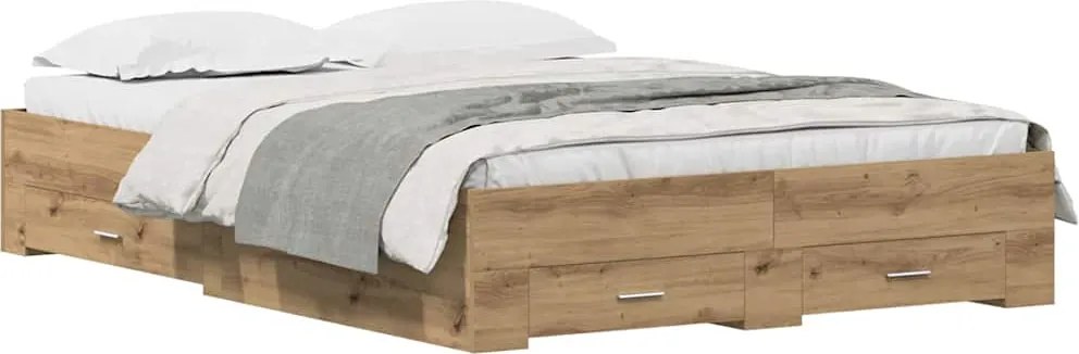 vidaXL Cadru de pat Stejar Artizanal 135 x 190 cm Lemn compozit