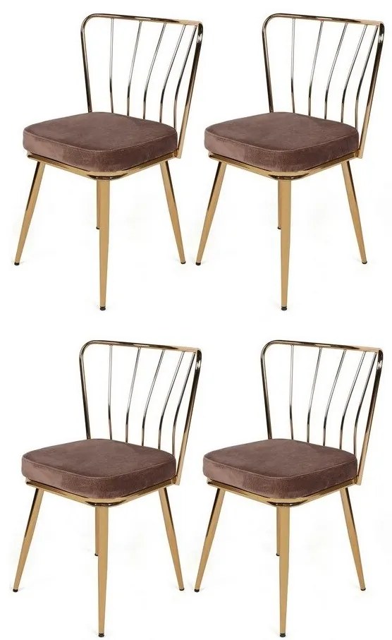 Set de scaune de sufragerie Yildiz Light Brown andGold, 4 buc., 4 buc