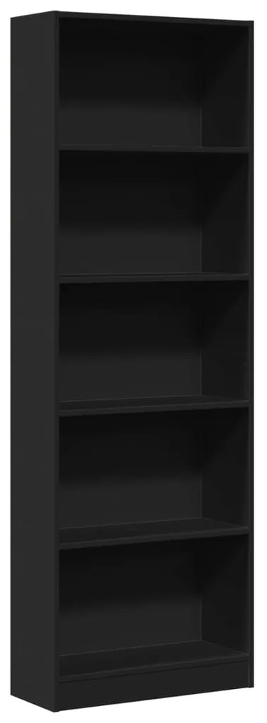 857822 vidaXL Bibliotecă, negru, 60x24x176 cm, lemn prelucrat