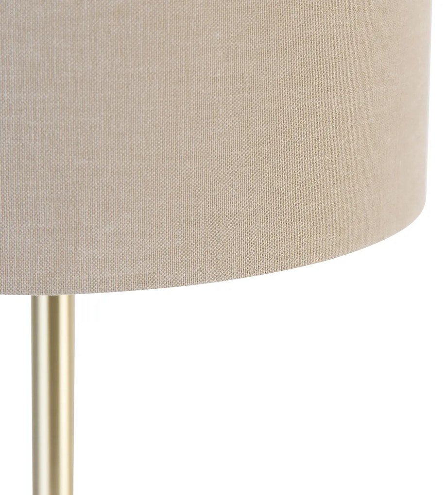 Lampă de masă clasică din alamă cu abajur maro deschis 35 cm - Simplo