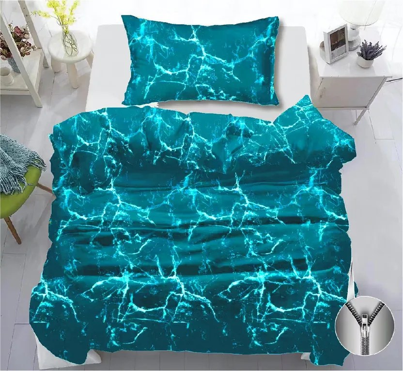 Lenjerie de pat din bumbac turcoaz TEMPESTA Dimensiune lenjerie de pat: 70 x 90 cm | 140 x 200 cm
