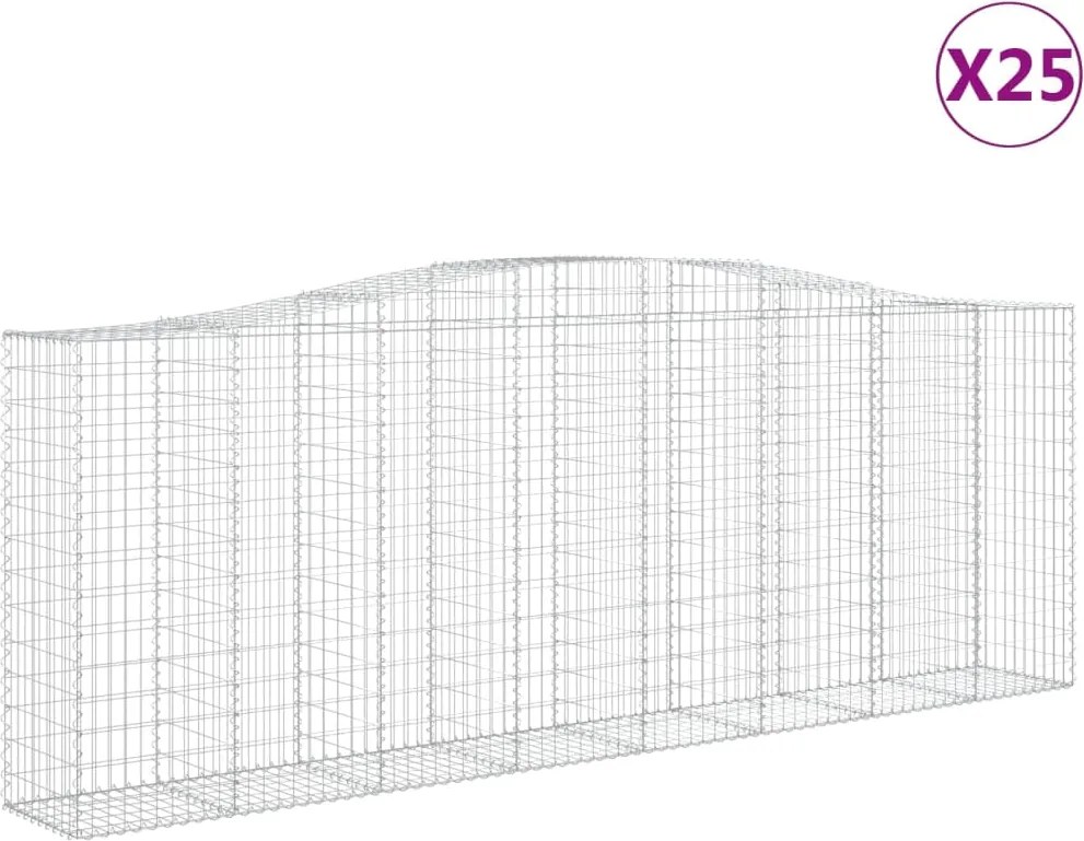 vidaXL Coșuri gabion arcuite 25 buc, 400x50x140/160cm, fier galvanizat