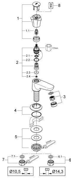 GROHE 20404001 - Baterie monocomandă COSTA L DN 15, crom lucios
