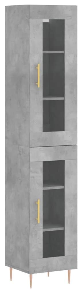 3199421 vidaXL Dulap înalt, gri beton, 34,5x34x180 cm, lemn prelucrat