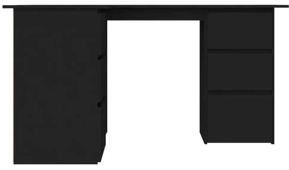 Birou de colț, negru, 145 x 100 x 76 cm, pal